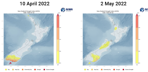NZ Drought Index 10 April 5 May 2022